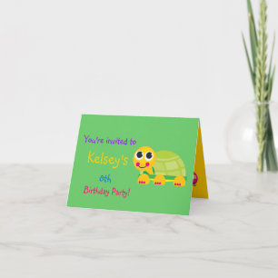Invitation mignonne d'anniversaire de tortue