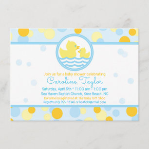 Invitation mignonne de baby shower bleue et jaune