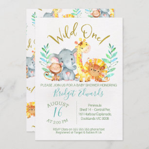 Invitation mignonne de baby shower d'animaux du