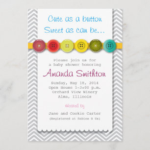 Invitation mignonne de baby shower de bouton