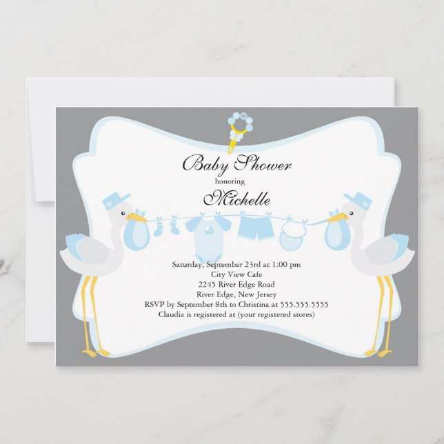 Invitation mignonne de baby shower de garçon de (Devant)