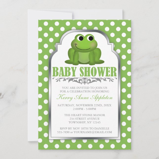 Invitation mignonne de baby shower de point de (Devant)