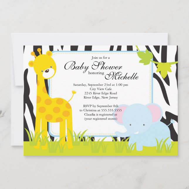 Invitation mignonne de baby shower de safari de (Devant)
