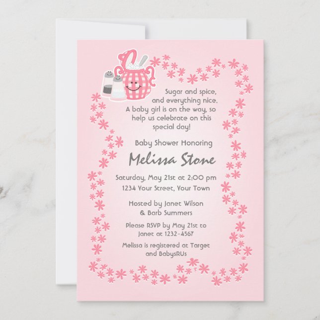 Invitation mignonne de baby shower de sucre et (Devant)