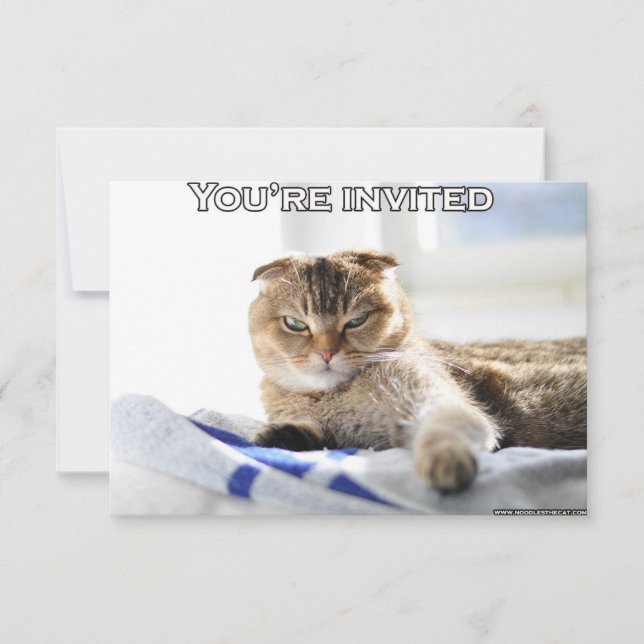Invitation mignonne de chat pour une partie (Devant)