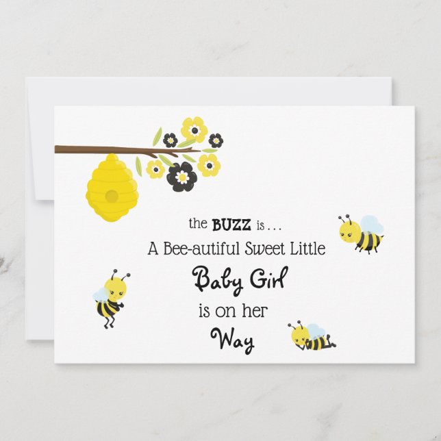 Invitation mignonne de douche de bébé d'abeille de (Devant)