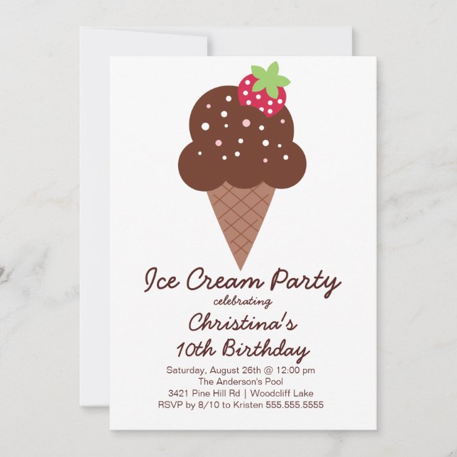 Invitation mignonne de fête d'anniversaire de (Devant)