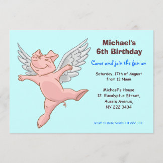 Invitation mignonne de fête d'anniversaire de porc