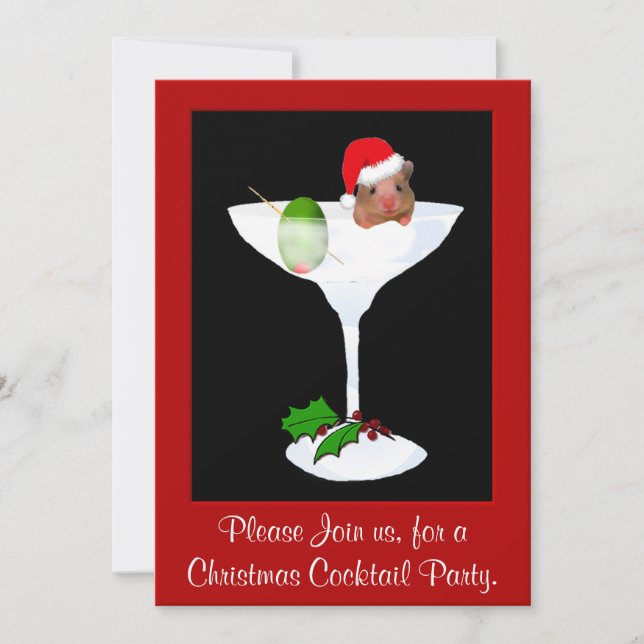 Invitation mignonne de fête de Noël de hamster (Devant)