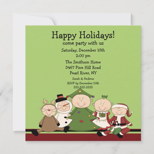 Invitation mignonne de fête de Noël d'enfants (Devant)