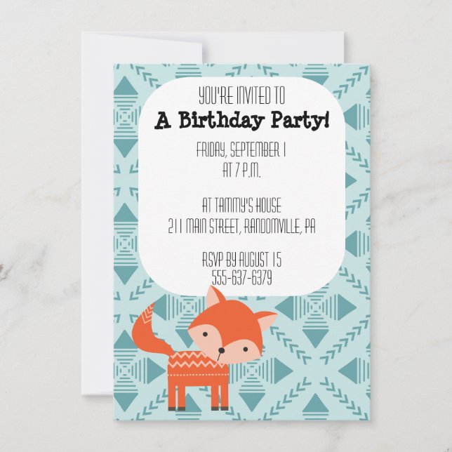Invitation mignonne de partie de Fox rouge (Devant)