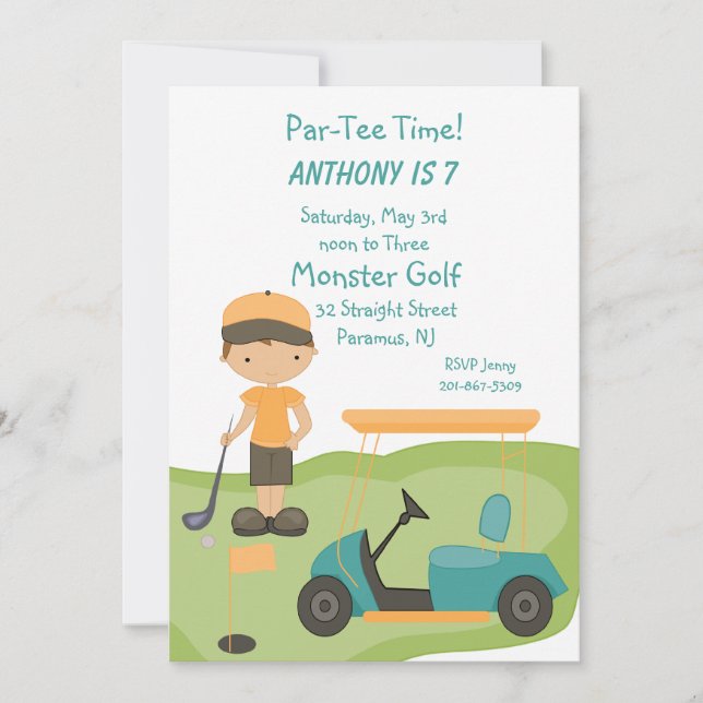 Invitation mignonne de partie de garçons de golf (Devant)
