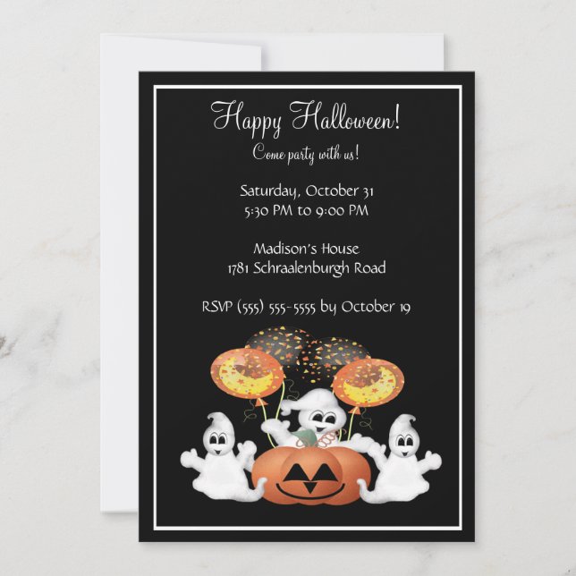 Invitation mignonne de partie de Halloween de (Devant)