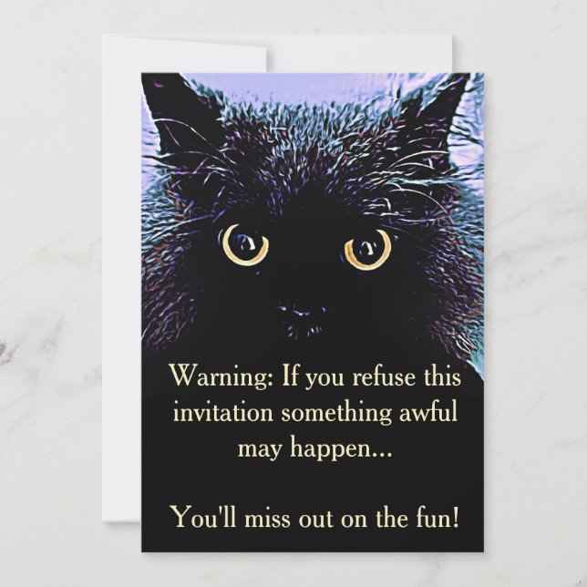 Invitation mignonne de partie de Halloween de chat (Devant)