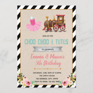 Invitation mignonne de partie de thème de tutus de