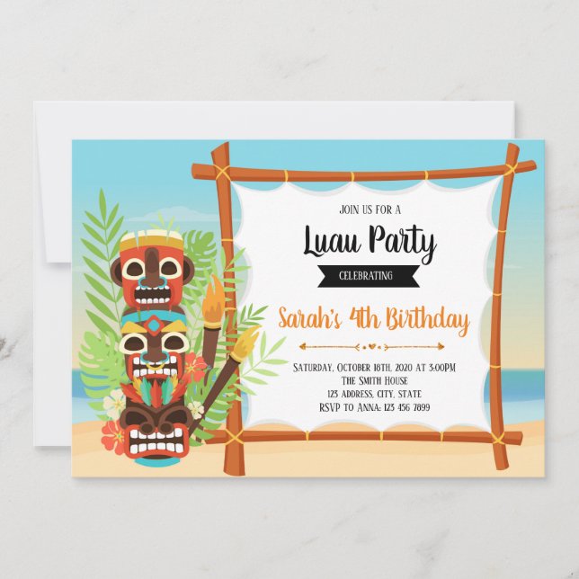 Invitation mignonne de partie de tiki (Devant)