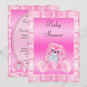 Invitation Mignonne Douce  Rose Oreilles Tombantes Lapin Baby