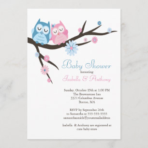 Invitation Mignonne en amour Chouette Couple Baby shower