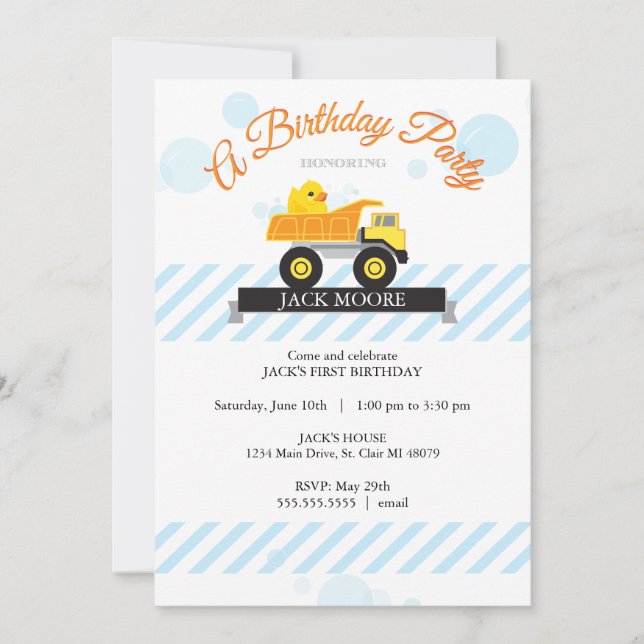 Invitation mignonne en caoutchouc d'anniversaire (Devant)