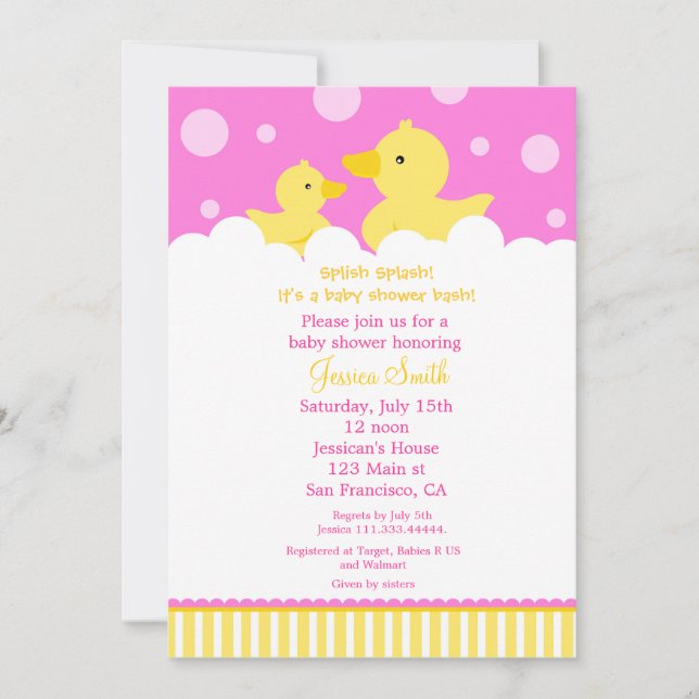 Invitation mignonne en caoutchouc de baby shower (Devant)