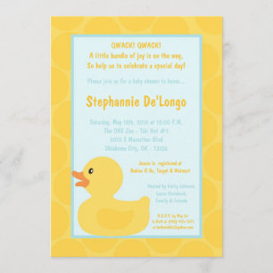 invitation mignonne en caoutchouc jaune de baby