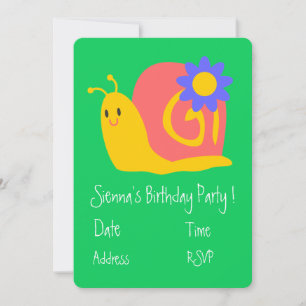Invitation Mignonne escargots filles mignonne fête d'annivers