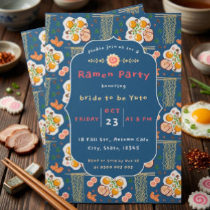 Invitation Mignonne fête de nouilles culinaires japonaises po