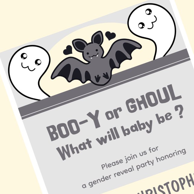 Invitation Mignonne Ghost Bat Halloween genre révéler (Cute-Ghost-Bat-Hallowee-gender-reveal-Invitation-1)