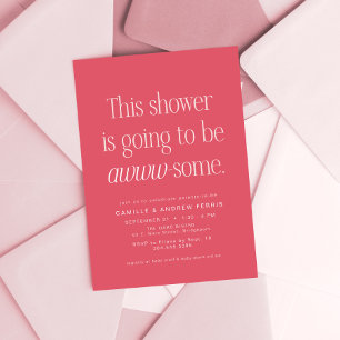 Invitation Mignonne intelligente géniale fête de bébé rose