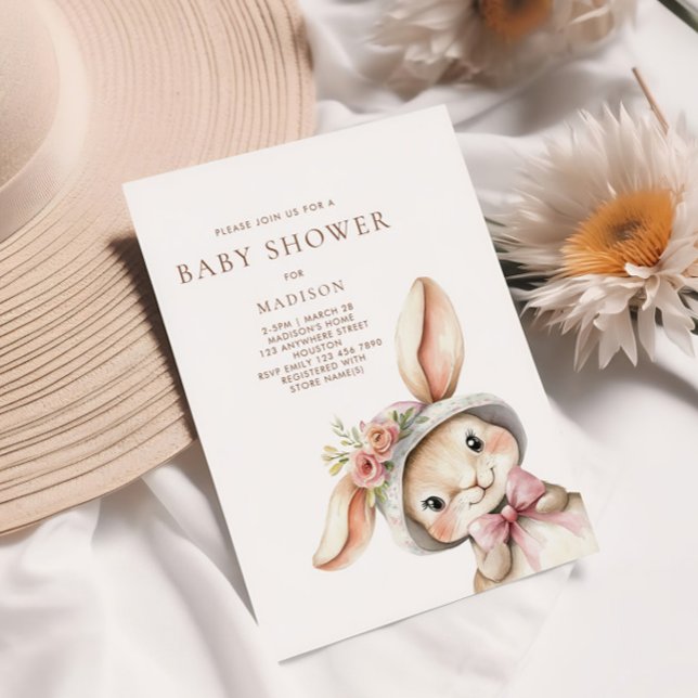 Invitation Mignonne lapin dans le Baby shower Casquette (Créateur téléchargé)