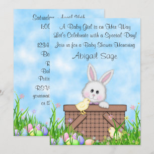 Invitation Mignonne lapin, poules, Oeufs de Pâques Baby showe