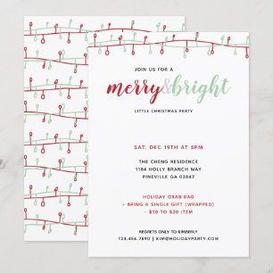 Invitation Mignonne Main Tirée Rouge & Vert Fête des lumières
