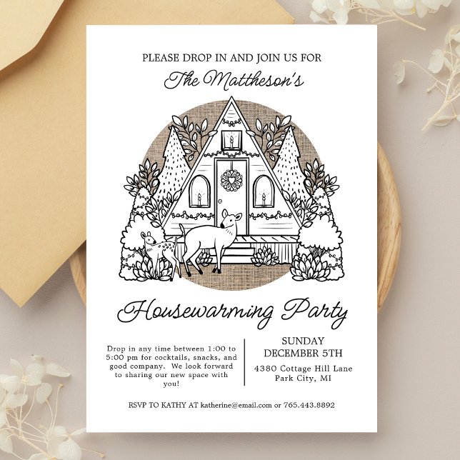 Invitation Mignonne Maison de vacances Drop Dans Fête de chau (Créateur téléchargé)