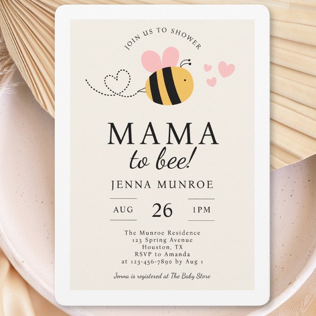 Invitation Mignonne Maman À Être Baby shower Rose (Créateur téléchargé)