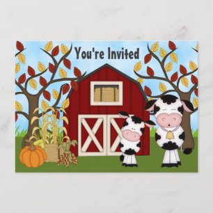 Invitation Mignonne maman et bébé vache Automne Baby shower I