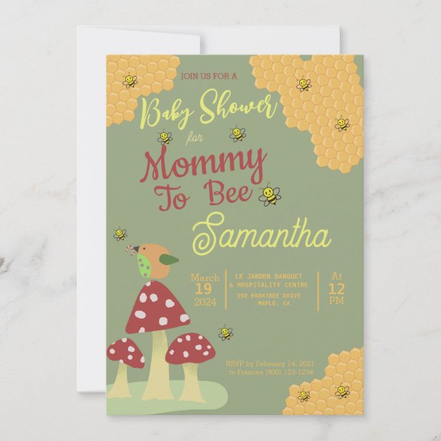 Invitation Mignonne Mère Vert Jaune Rouge À Être Baby shower (Devant)