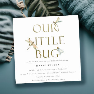 Invitation Mignonne Notre petit Baby shower de libellule d'or