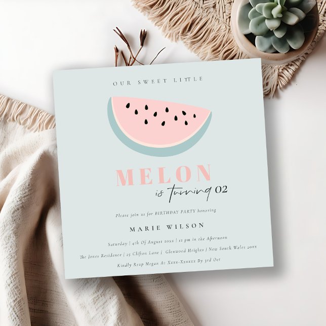 Invitation Mignonne Notre Petit Melon Pastel Blue N'Importe Q (Créateur téléchargé)