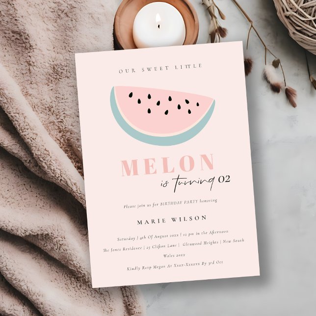 Invitation Mignonne Notre Petit Melon Pastel Rose N'Importe Q (Créateur téléchargé)