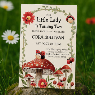 Invitation Mignonne Notre Petite Fille Ladybug Anniversaire