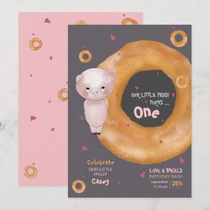 Invitation Mignonne "NOTRE PETITE PIGGIE"   "Amour & Bagels"