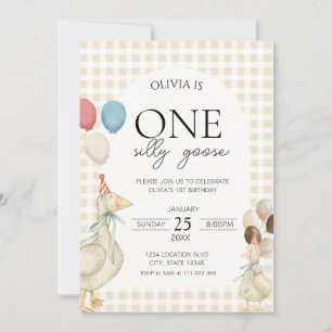 Invitation Mignonne One Silly Goose Anniversaire