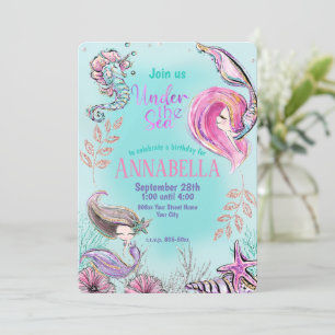Invitation Mignonne Parties scintillant aux sirènes sous la f