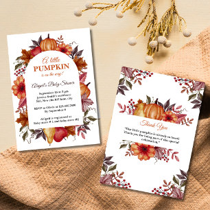 Invitation Mignonne Petite Citrouille Est En Route Baby showe
