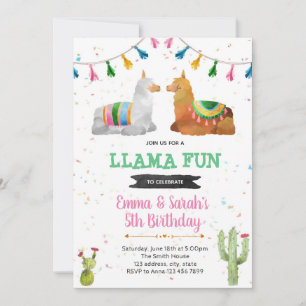 Invitation mignonne pour 2 lamas