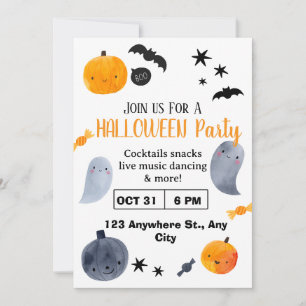 Invitation mignonne pour Halloween Enfants et fa