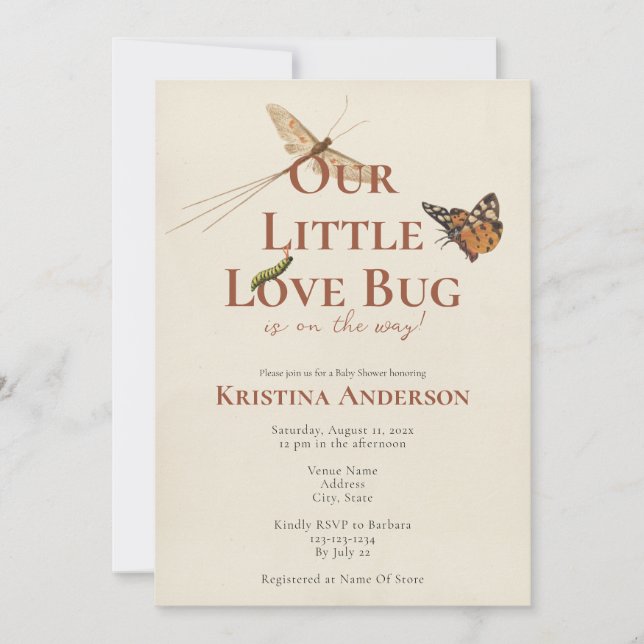Invitation Mignonne pour Notre Petit Bébé Puce d'A (Devant)