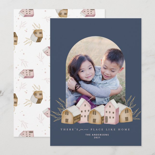 Invitation mignonne scandi moderne maison naturelle Noël (Devant / Derrière)