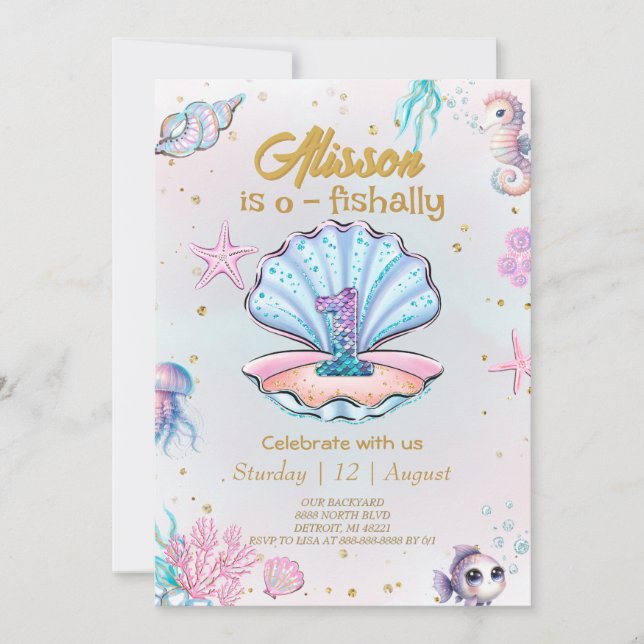 Invitation Mignonne sirène sous la mer fête d'anniversaire (Devant)