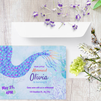 Invitation Mignonne sirène sous la mer magique Anniversaire